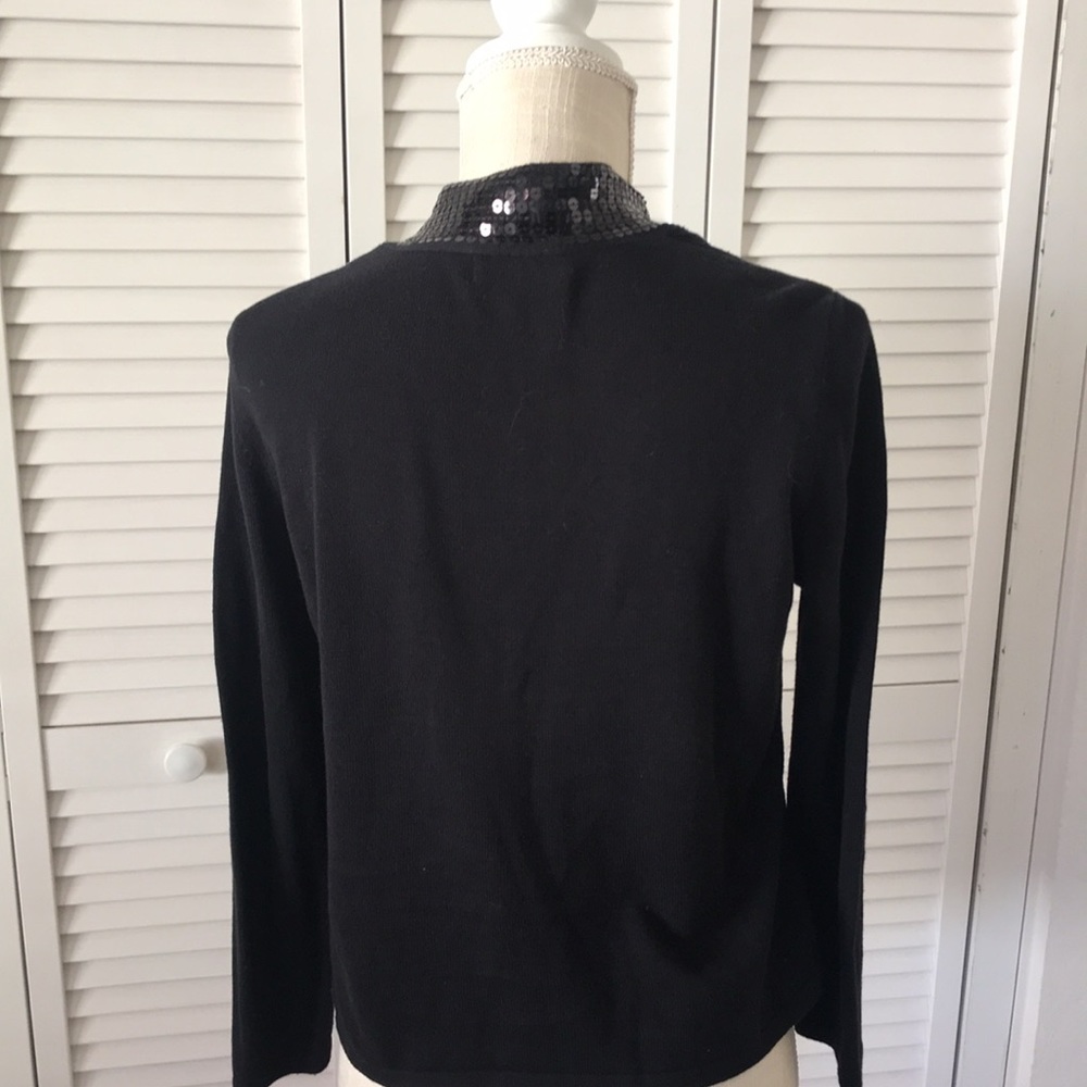 Elementz petite large black cardigan with built in sheath top with sequins trim - Picture 4 of 7